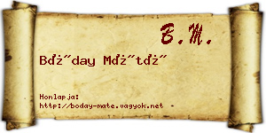 Bóday Máté névjegykártya