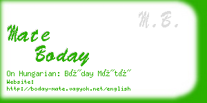 mate boday business card